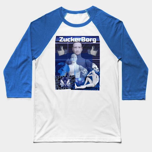 Zucker-Borg Cyborg AI Robot Poster Baseball T-Shirt by blueversion